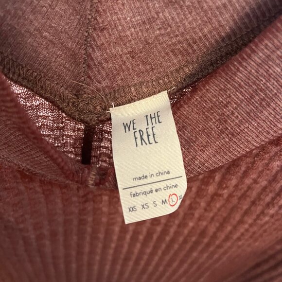 We the Free (Free People) oversized fit thermal henley rust red L - Picture 12 of 16